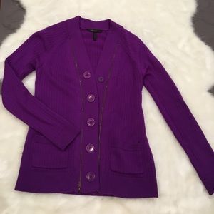 BCBGMaxAzria purple sweater/buttonup long cardigan